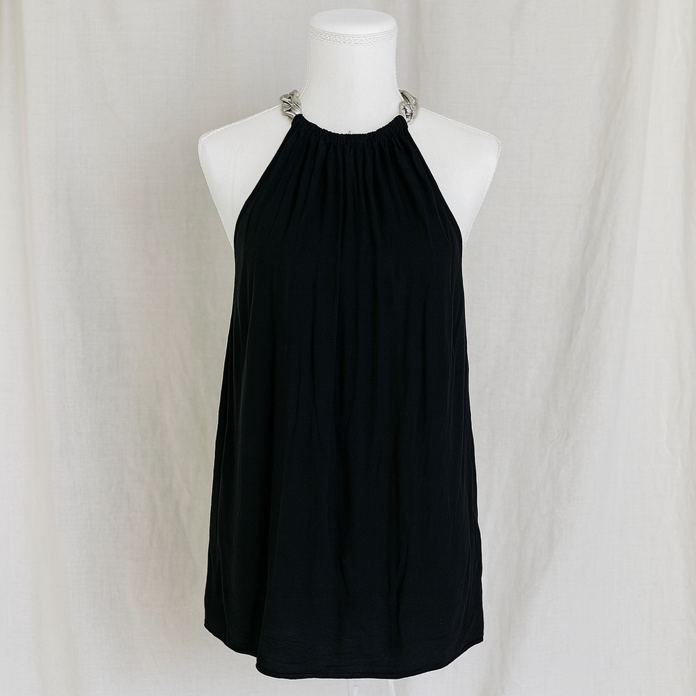 Michael Kors S Black Halter Viscose Dress Evening Chic Minimalist Y2K Revival - Picture 2 of 11